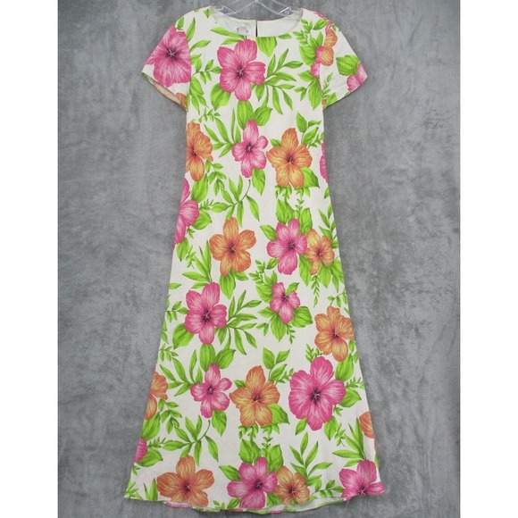Talbots Dresses & Skirts - Vintage Talbots Dress 8 Petite Floral Linen Modest Cottage Maxi Tropical Vibrant